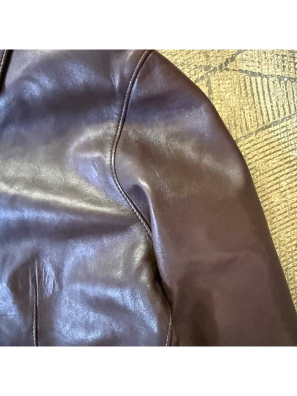 Vintage Polo Ralph Lauren Sport Cropped Brown Leather Jacket Size 8 - Picture 6 of 13